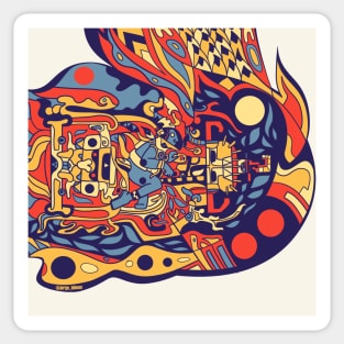 runaway mayan astronaut in ecopop alien ship Sticker